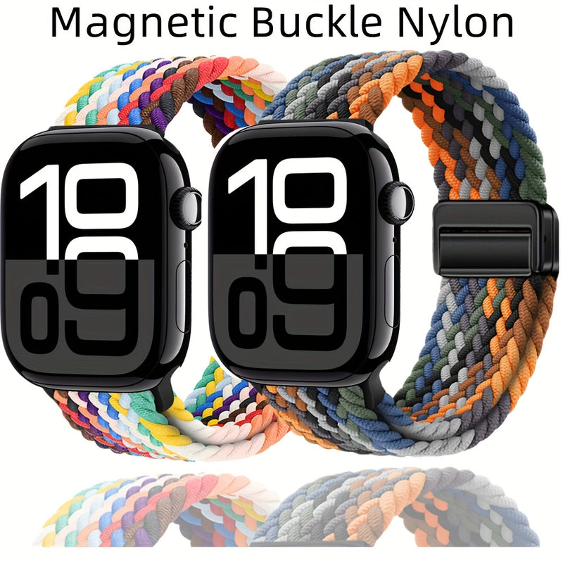 Braided Nylon Apple Watch Band with Magnetic Clasp – Adjustable, Breathable, Sweat-Resistant Strap for Series 10/9/8/7/6/5/4/3/2/1 SE, Fits 38mm to 49mm, Unisex Design for Men and Women, Magnetic Watch Band | Braided Design