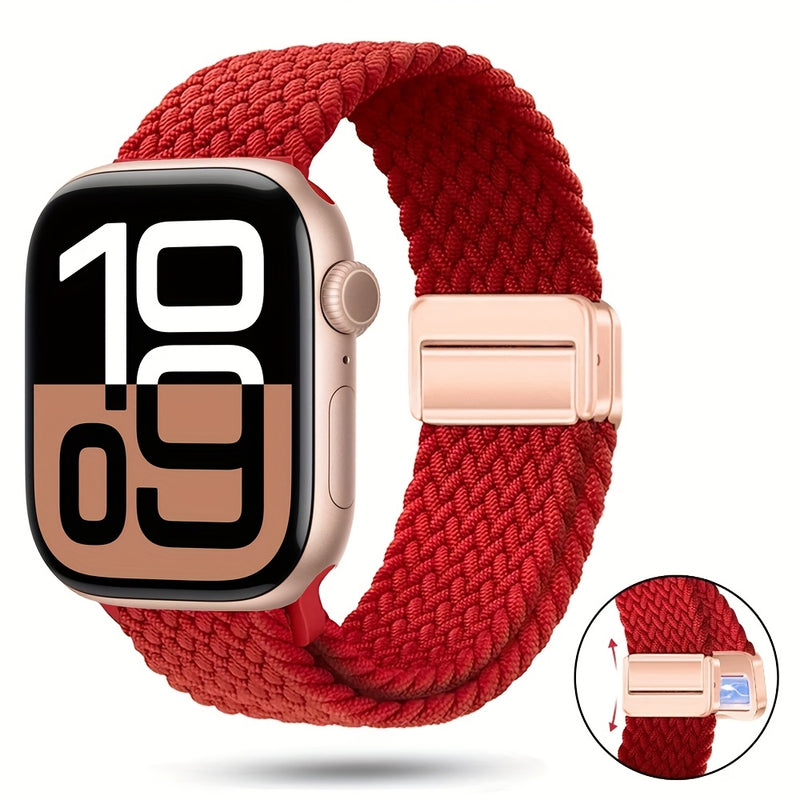 Braided Nylon Apple Watch Band with Magnetic Clasp – Adjustable, Breathable, Sweat-Resistant Strap for Series 10/9/8/7/6/5/4/3/2/1 SE, Fits 38mm to 49mm, Unisex Design for Men and Women, Magnetic Watch Band | Braided Design