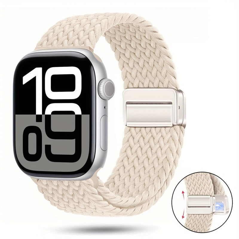 Braided Nylon Apple Watch Band with Magnetic Clasp – Adjustable, Breathable, Sweat-Resistant Strap for Series 10/9/8/7/6/5/4/3/2/1 SE, Fits 38mm to 49mm, Unisex Design for Men and Women, Magnetic Watch Band | Braided Design