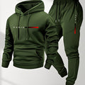 Men's Hoodie and Drawstring Sweatpants Set with PARIS Letter Print