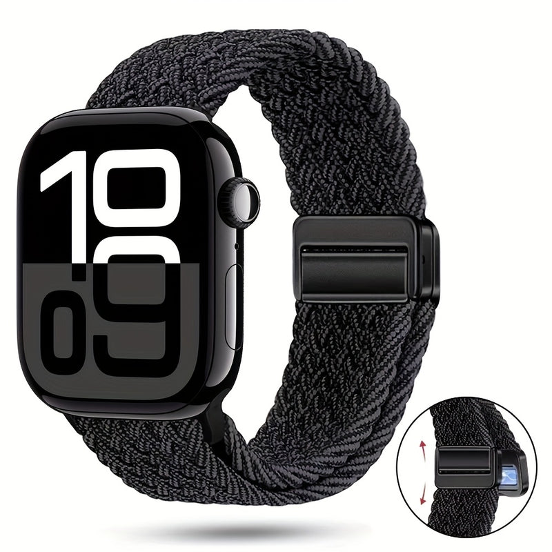 Braided Nylon Apple Watch Band with Magnetic Clasp – Adjustable, Breathable, Sweat-Resistant Strap for Series 10/9/8/7/6/5/4/3/2/1 SE, Fits 38mm to 49mm, Unisex Design for Men and Women, Magnetic Watch Band | Braided Design