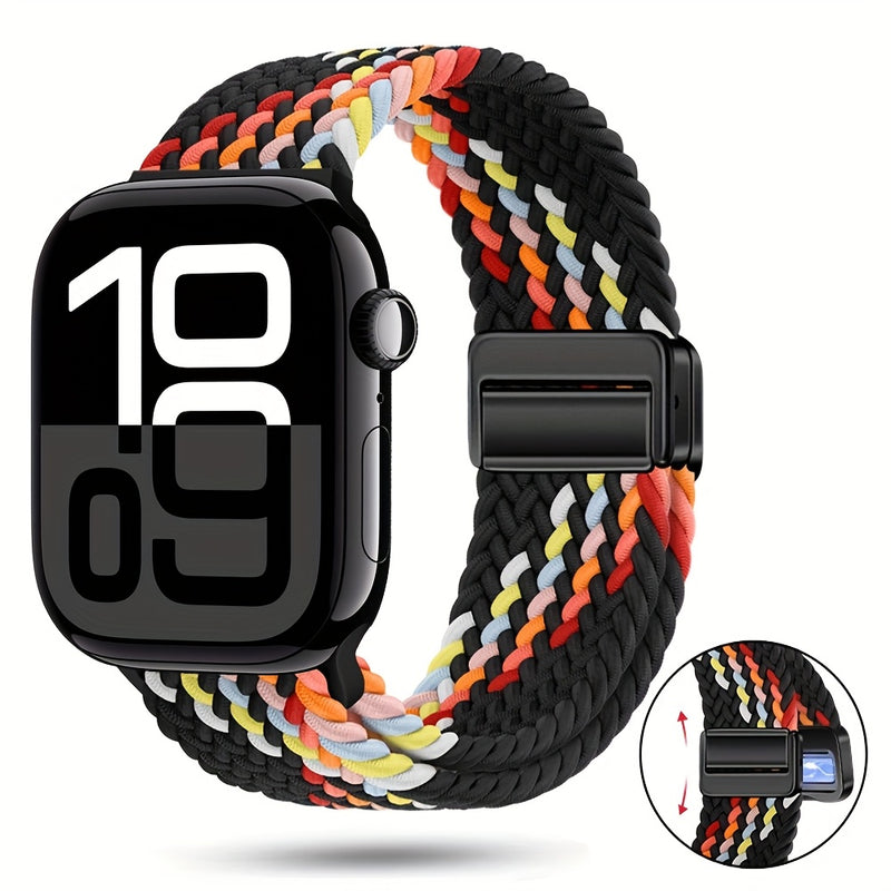 Braided Nylon Apple Watch Band with Magnetic Clasp – Adjustable, Breathable, Sweat-Resistant Strap for Series 10/9/8/7/6/5/4/3/2/1 SE, Fits 38mm to 49mm, Unisex Design for Men and Women, Magnetic Watch Band | Braided Design