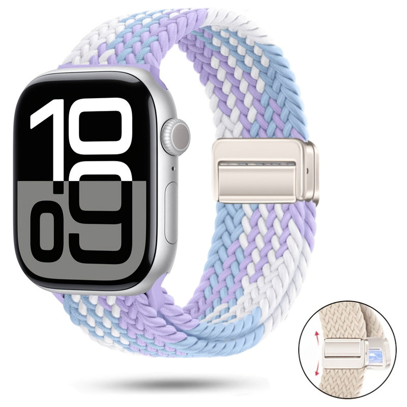 Braided Nylon Apple Watch Band with Magnetic Clasp – Adjustable, Breathable, Sweat-Resistant Strap for Series 10/9/8/7/6/5/4/3/2/1 SE, Fits 38mm to 49mm, Unisex Design for Men and Women, Magnetic Watch Band | Braided Design