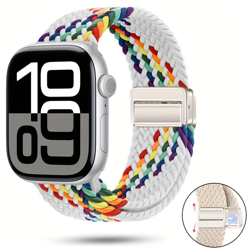 Braided Nylon Apple Watch Band with Magnetic Clasp – Adjustable, Breathable, Sweat-Resistant Strap for Series 10/9/8/7/6/5/4/3/2/1 SE, Fits 38mm to 49mm, Unisex Design for Men and Women, Magnetic Watch Band | Braided Design