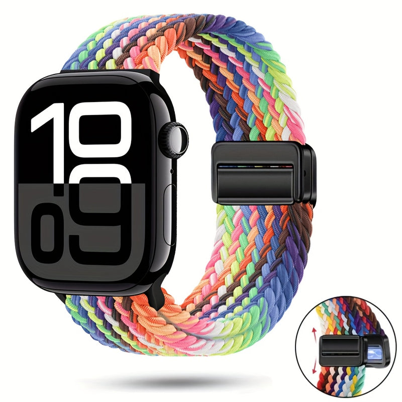 Braided Nylon Apple Watch Band with Magnetic Clasp – Adjustable, Breathable, Sweat-Resistant Strap for Series 10/9/8/7/6/5/4/3/2/1 SE, Fits 38mm to 49mm, Unisex Design for Men and Women, Magnetic Watch Band | Braided Design