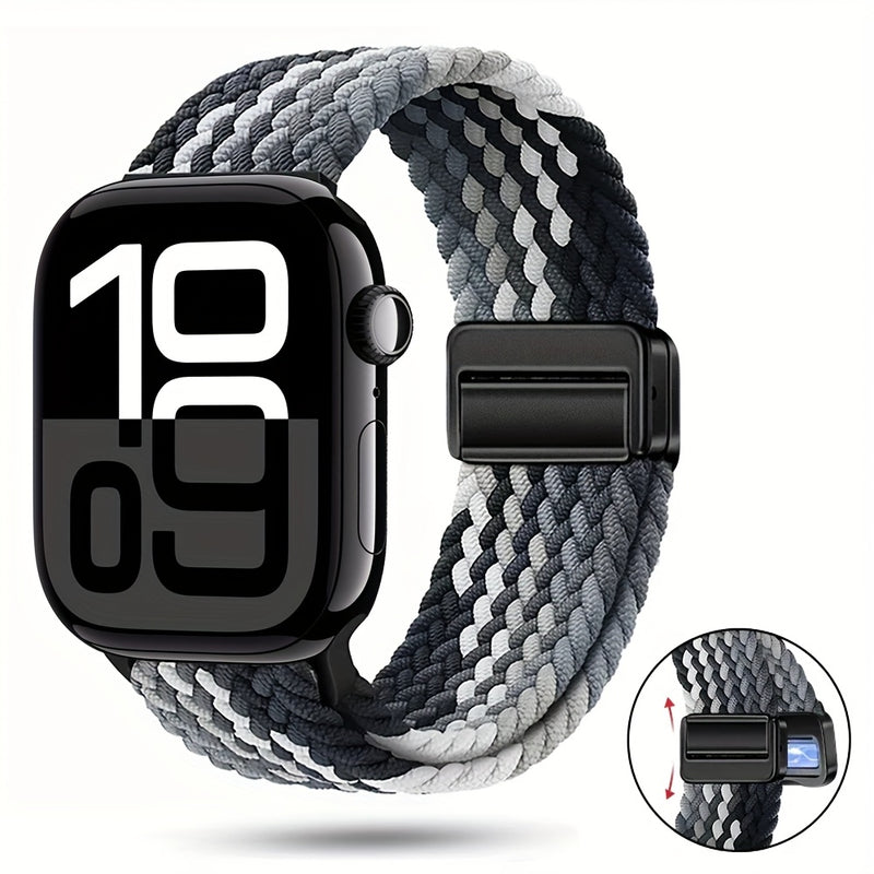 Braided Nylon Apple Watch Band with Magnetic Clasp – Adjustable, Breathable, Sweat-Resistant Strap for Series 10/9/8/7/6/5/4/3/2/1 SE, Fits 38mm to 49mm, Unisex Design for Men and Women, Magnetic Watch Band | Braided Design