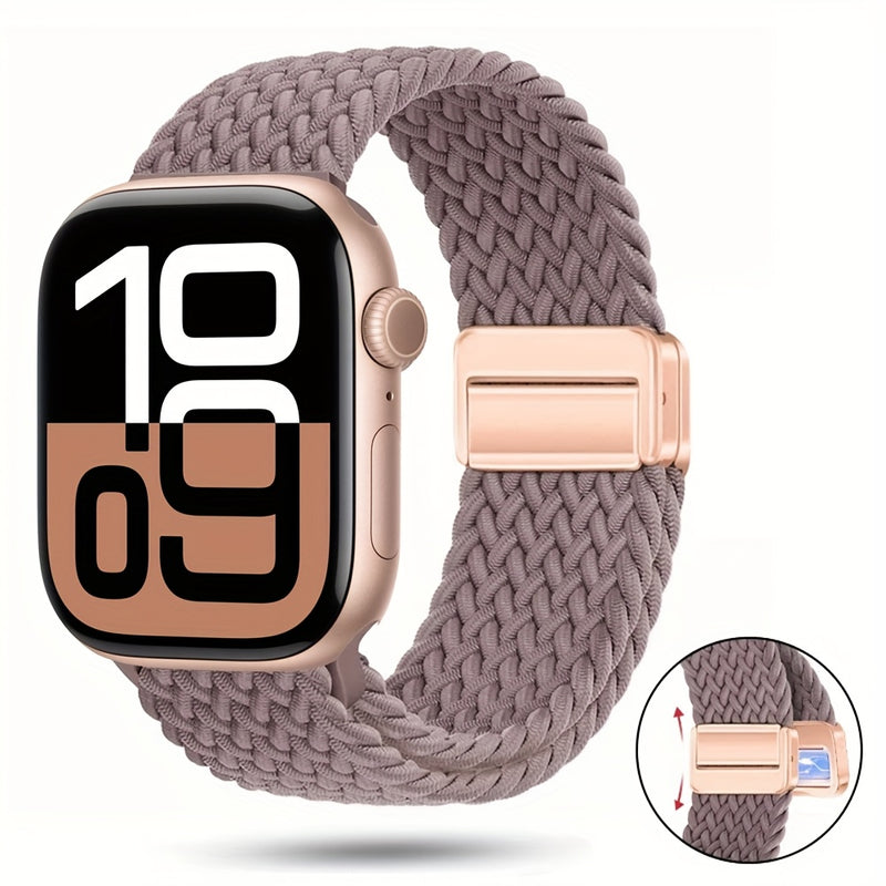 Braided Nylon Apple Watch Band with Magnetic Clasp – Adjustable, Breathable, Sweat-Resistant Strap for Series 10/9/8/7/6/5/4/3/2/1 SE, Fits 38mm to 49mm, Unisex Design for Men and Women, Magnetic Watch Band | Braided Design