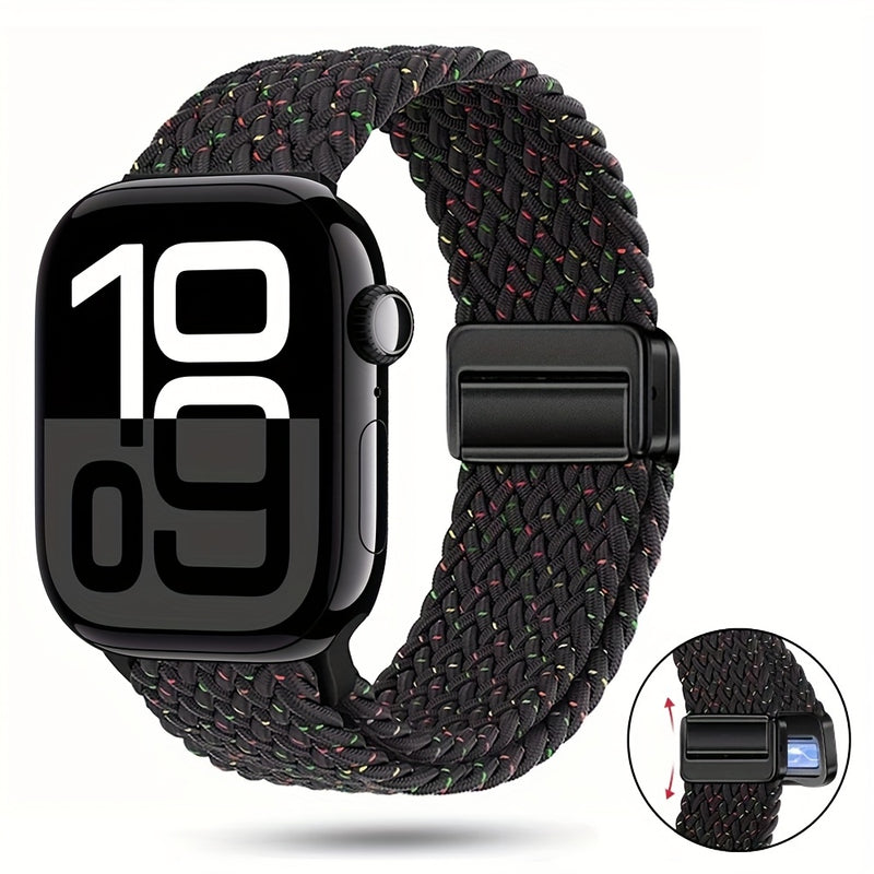 Braided Nylon Apple Watch Band with Magnetic Clasp – Adjustable, Breathable, Sweat-Resistant Strap for Series 10/9/8/7/6/5/4/3/2/1 SE, Fits 38mm to 49mm, Unisex Design for Men and Women, Magnetic Watch Band | Braided Design