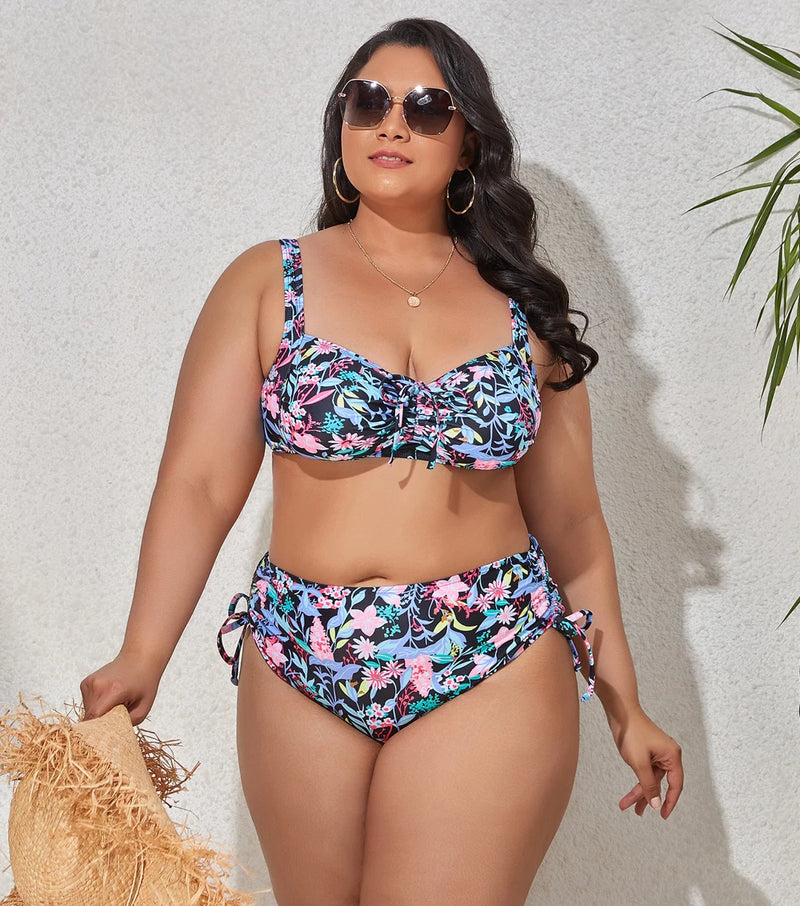 Maillot de bain deux pièces pour femmes, grande taille, soutien-gorge Push Up, culotte taille haute, grandes tailles, vêtements de plage, modèle nouveau 2023