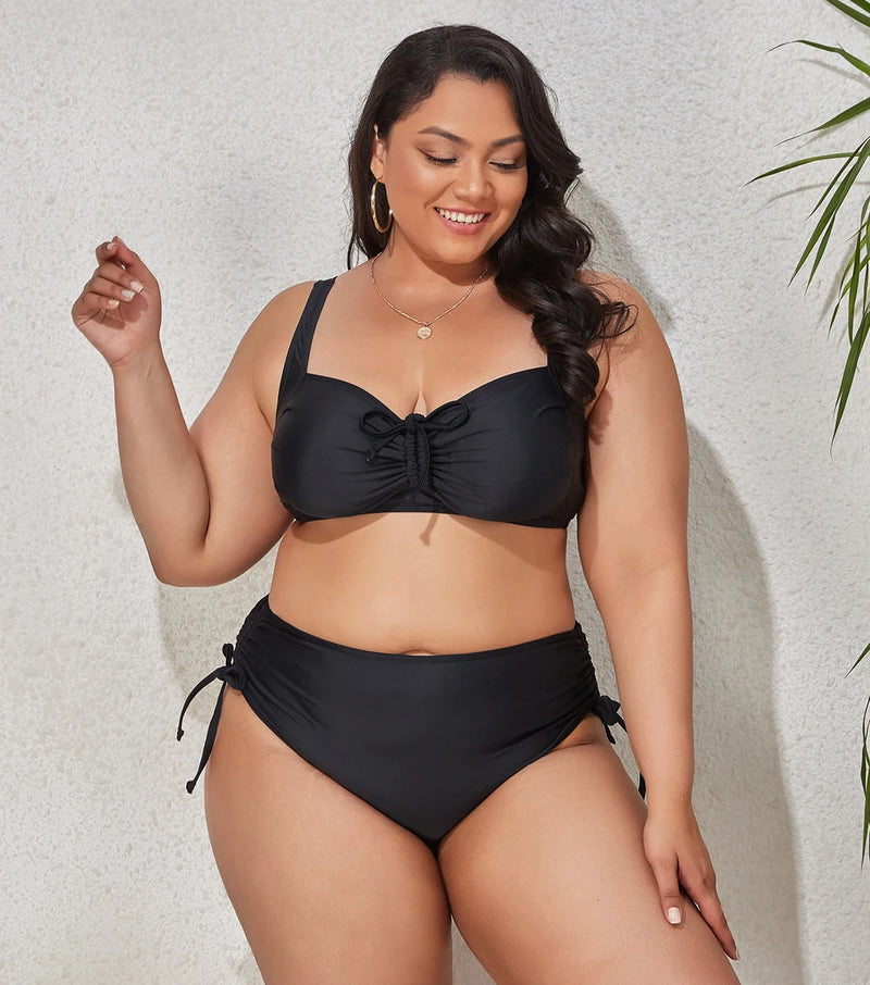 Maillot de bain deux pièces pour femmes, grande taille, soutien-gorge Push Up, culotte taille haute, grandes tailles, vêtements de plage, modèle nouveau 2023
