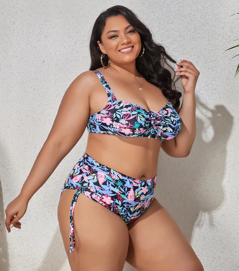 Maillot de bain deux pièces pour femmes, grande taille, soutien-gorge Push Up, culotte taille haute, grandes tailles, vêtements de plage, modèle nouveau 2023
