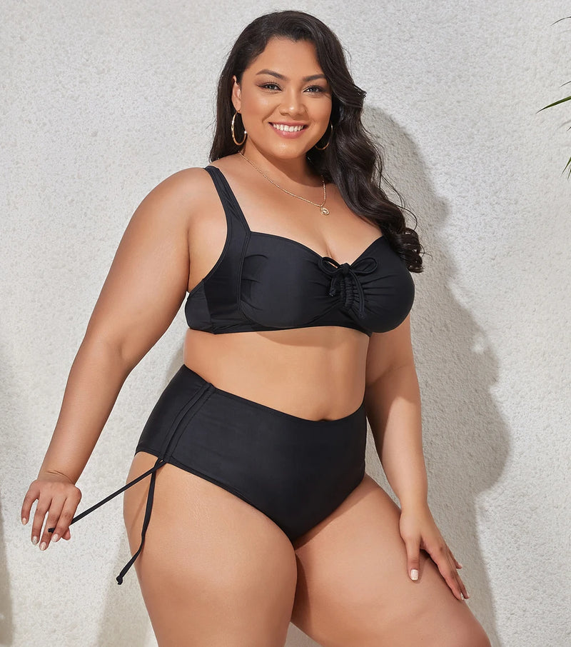 Maillot de bain deux pièces pour femmes, grande taille, soutien-gorge Push Up, culotte taille haute, grandes tailles, vêtements de plage, modèle nouveau 2023