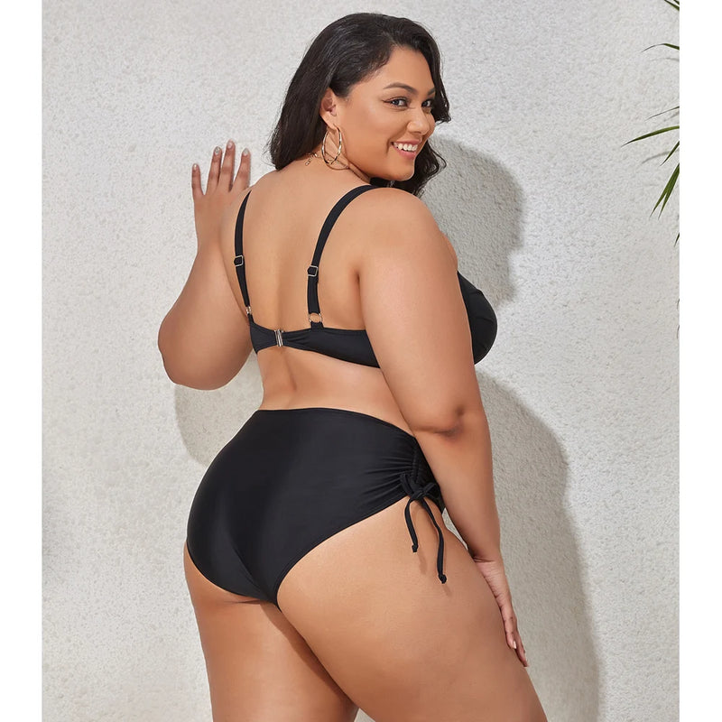 Maillot de bain deux pièces pour femmes, grande taille, soutien-gorge Push Up, culotte taille haute, grandes tailles, vêtements de plage, modèle nouveau 2023