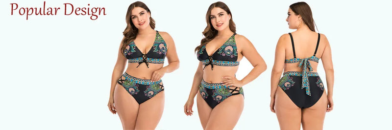 Maillot de bain deux pièces pour femmes, grande taille, soutien-gorge Push Up, culotte taille haute, grandes tailles, vêtements de plage, modèle nouveau 2023