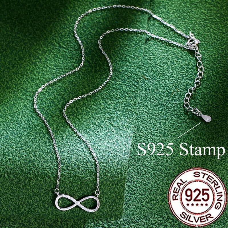 QooLady 925 argent Sterling exquis CZ cristal infinit