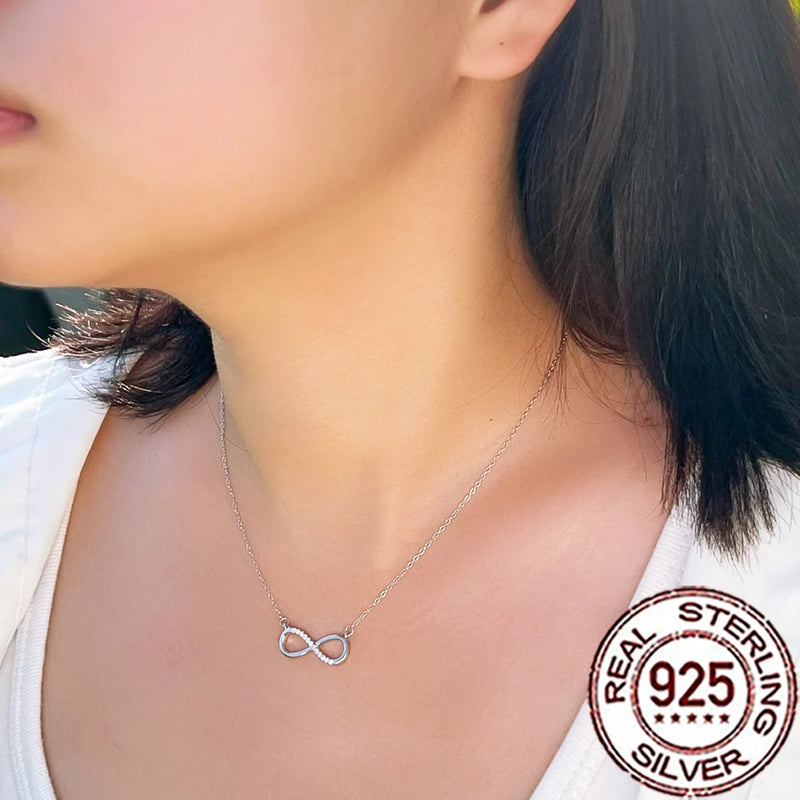 QooLady 925 argent Sterling exquis CZ cristal infinit