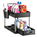 Organisateur sous évier à 2 niveaux, armoire coulissante, panier, support de rangement avec crochets, tasse suspendue, organisateur de salle de bains et de cuisine