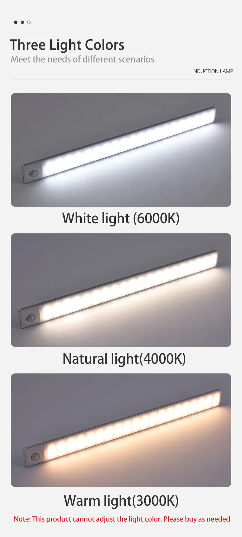 Lumières d'armoire à LED avec capteur de mouvement, USB sans fil- livraison gratuite