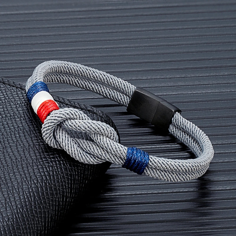 Bracelet en corde à nœud carré en acier inoxydable