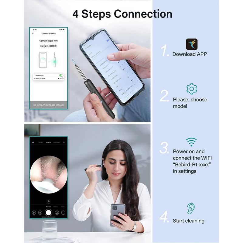 Bebird R1 + R3 T15 M9S nettoyeur d'oreille visuel intelligent Otoscop