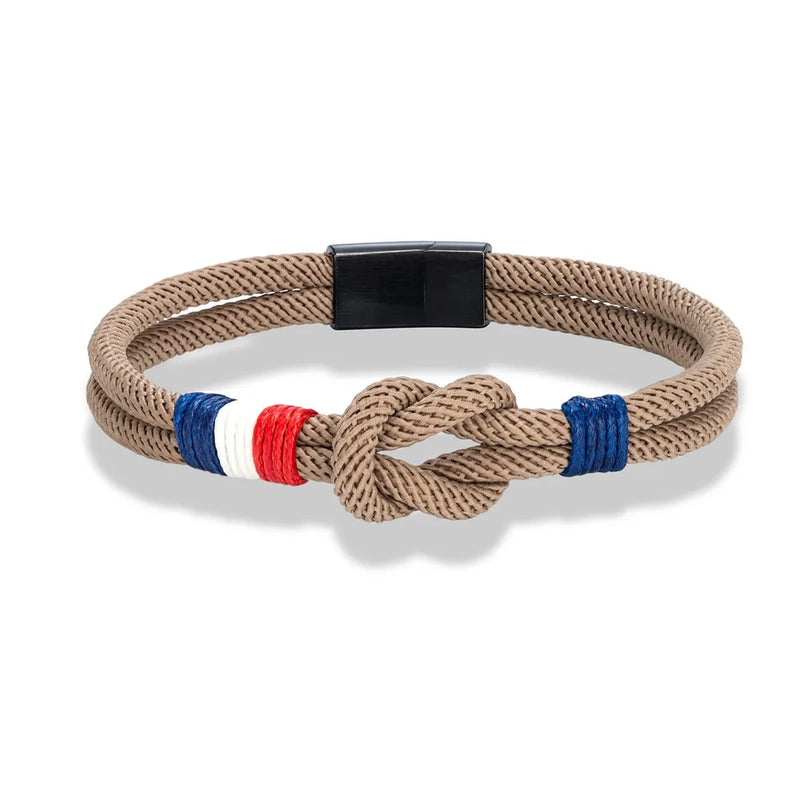 Bracelet en corde à nœud carré en acier inoxydable