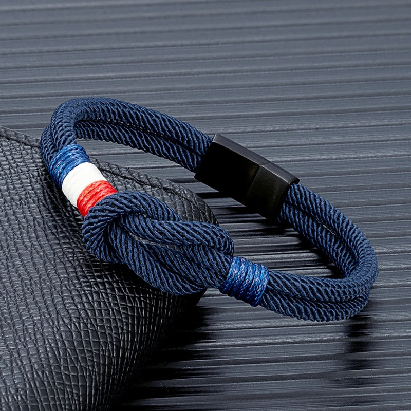 Bracelet en corde à nœud carré en acier inoxydable
