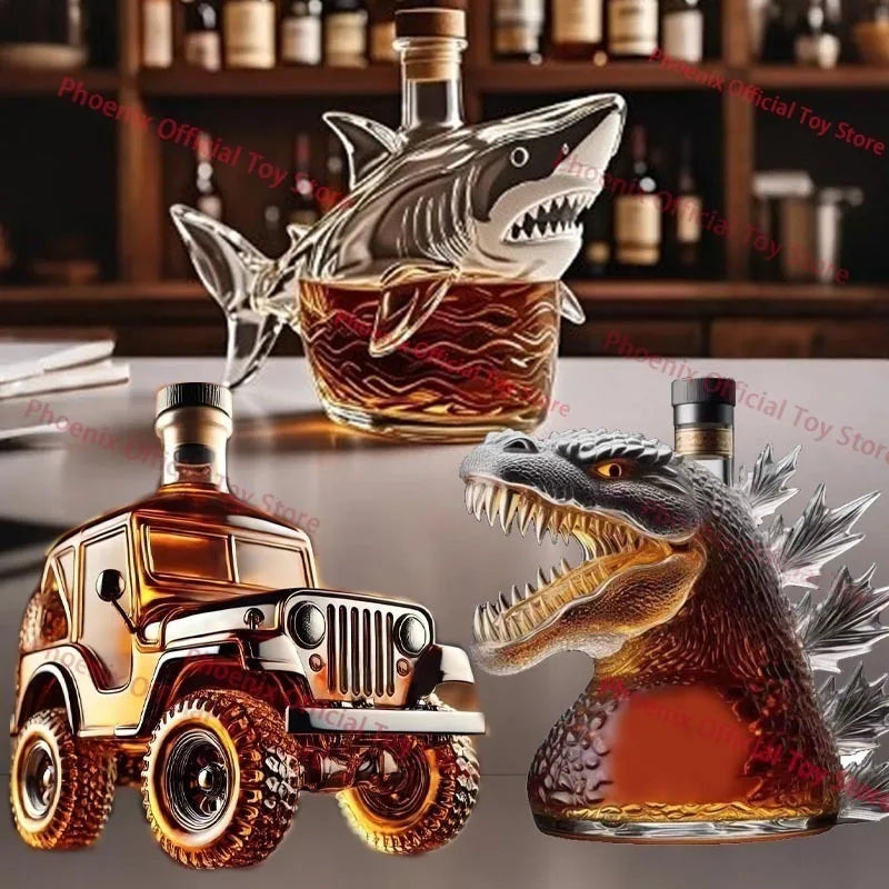 Bouteille de whisky requin drôle, tortue au doigt du milieu, carafe en verre, décoration de maison, bouteille de vin animale, jouet de Collection de statues