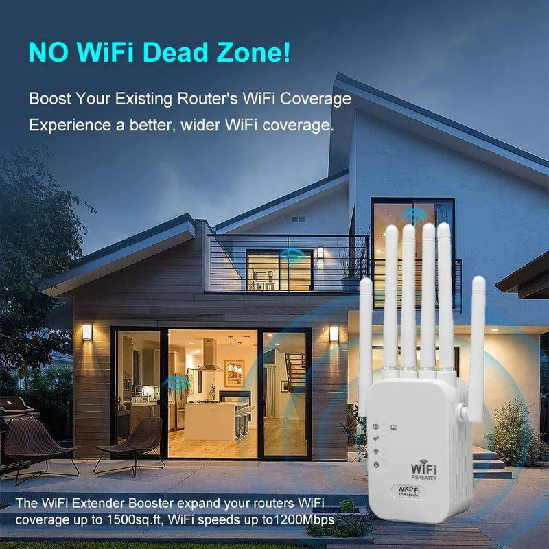 Répéteur WiFi sans fil 1200Mbps, extension de portée WIFI, Booster de Signal WiFi 2.4G 5G, réseau double bande 802.11ac, amplificateur WiFi