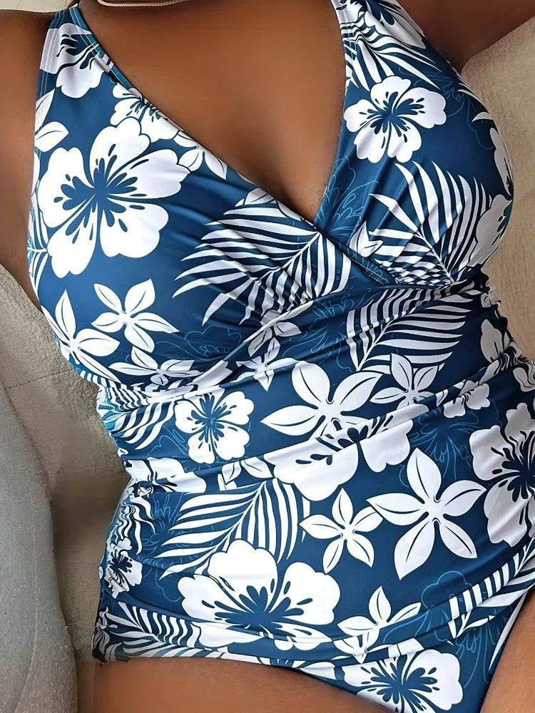 Maillot de bain deux pièces taille haute pour femmes, bikini imprimé, maillots de bain, bain trempé, vêtements de plage, natation, grande taille, 2021