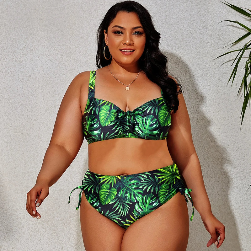 Maillot de bain deux pièces pour femmes, grande taille, soutien-gorge Push Up, culotte taille haute, grandes tailles, vêtements de plage, modèle nouveau 2023