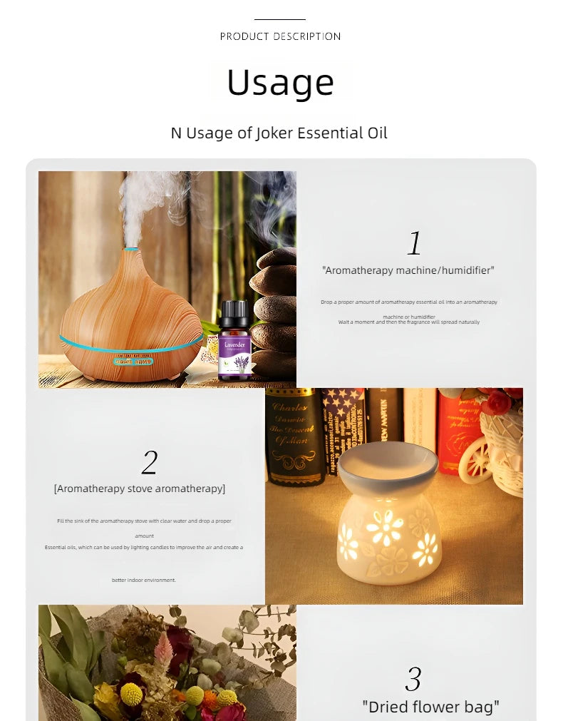 18 saveurs huiles essentielles pour diffuseur d'arôme humidificateur d'air maison soluble dans l'eau 10ml désodorisant parfums huile de parfum parfum