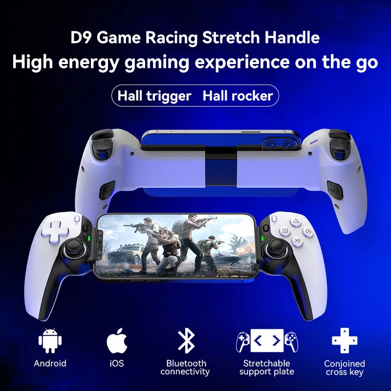 Manette de jeu télescopique pour téléphone portable D9, pour Android IOS PS3 PS4 Switch ios avec Turbo/6 axes/Vibration