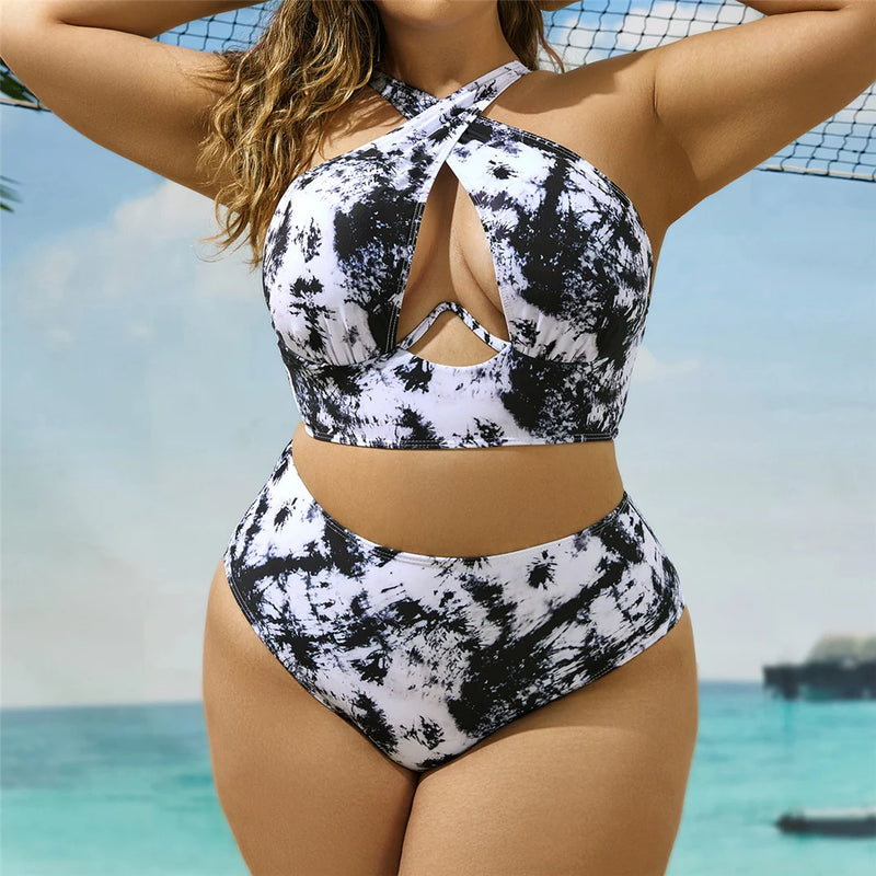 Bikini imprimé grande taille pour femme, maillot de bain grande taille, ensemble deux pièces, baigneur, baigneur trempé, nouveau, 0XL-4XL, V5630