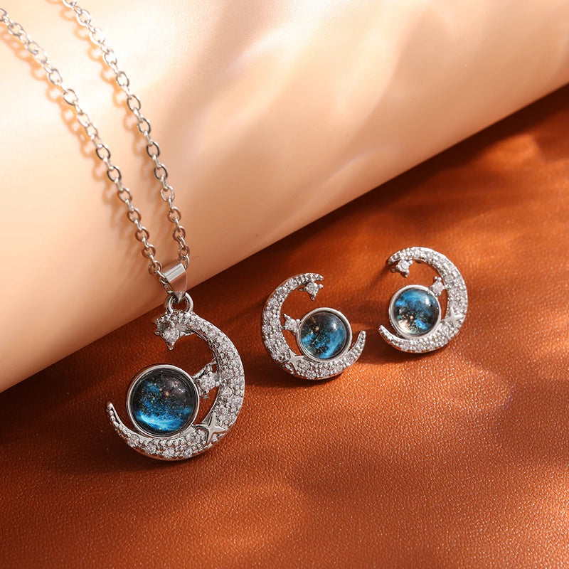 Collier de la série Star Series en acier au titane pour femme, pendentif planète lune et astronome, colliers de la présidence, cadeaux de bijoux, document doré, luxe abordable