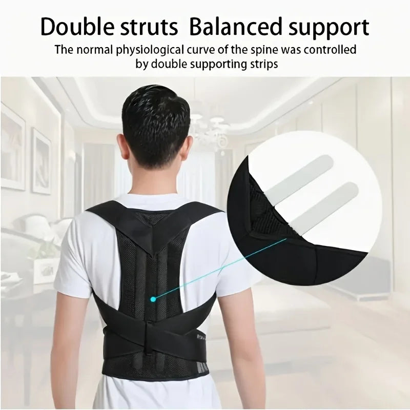 Correcteur de Posture pour adultes, attelle de soutien Invisible pour le dos, Fiber de Polyester noire, lisseur supérieur réglable pour le dos, 1 pièce