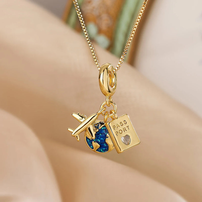 Collier de la série Star Series en acier au titane pour femme, pendentif planète lune et astronome, colliers de la présidence, cadeaux de bijoux, document doré, luxe abordable