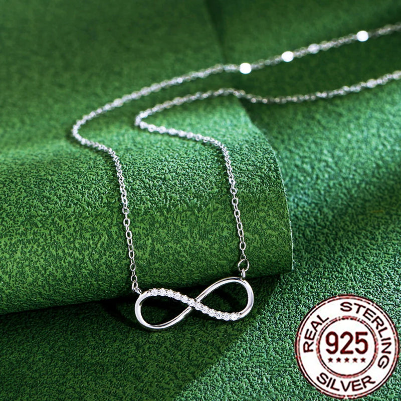 QooLady 925 argent Sterling exquis CZ cristal infinit