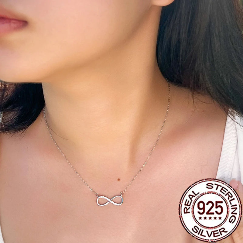 QooLady 925 argent Sterling exquis CZ cristal infinit