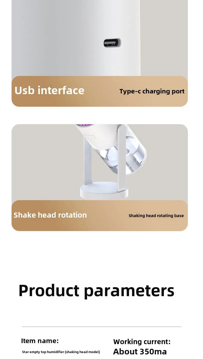 Dispositif de Projection d'étoiles, humidificateur d'air ultrasonique USB pour voiture, nébuliseur hydratant domestique