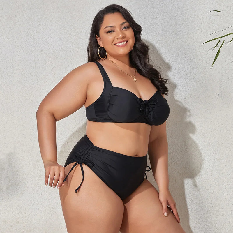 Maillot de bain deux pièces pour femmes, grande taille, soutien-gorge Push Up, culotte taille haute, grandes tailles, vêtements de plage, modèle nouveau 2023