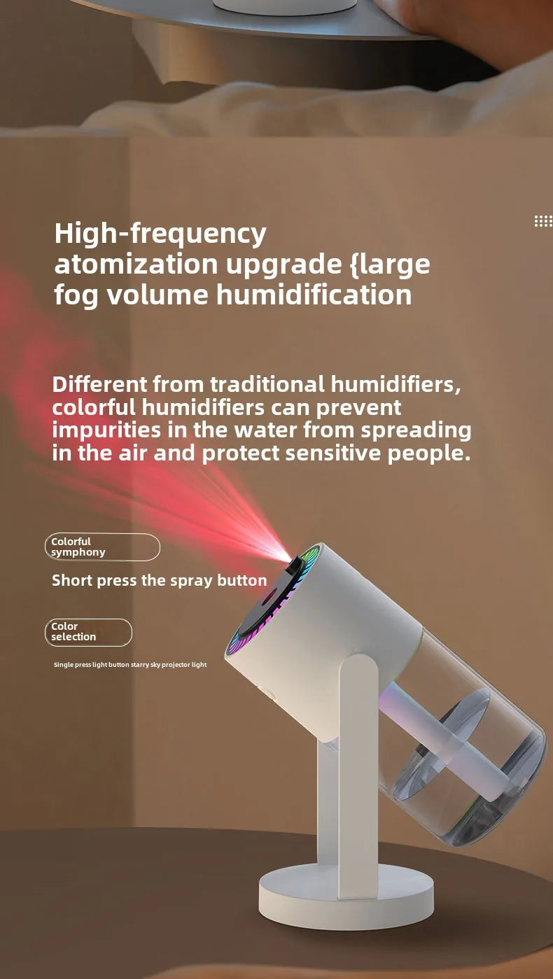 Dispositif de Projection d'étoiles, humidificateur d'air ultrasonique USB pour voiture, nébuliseur hydratant domestique