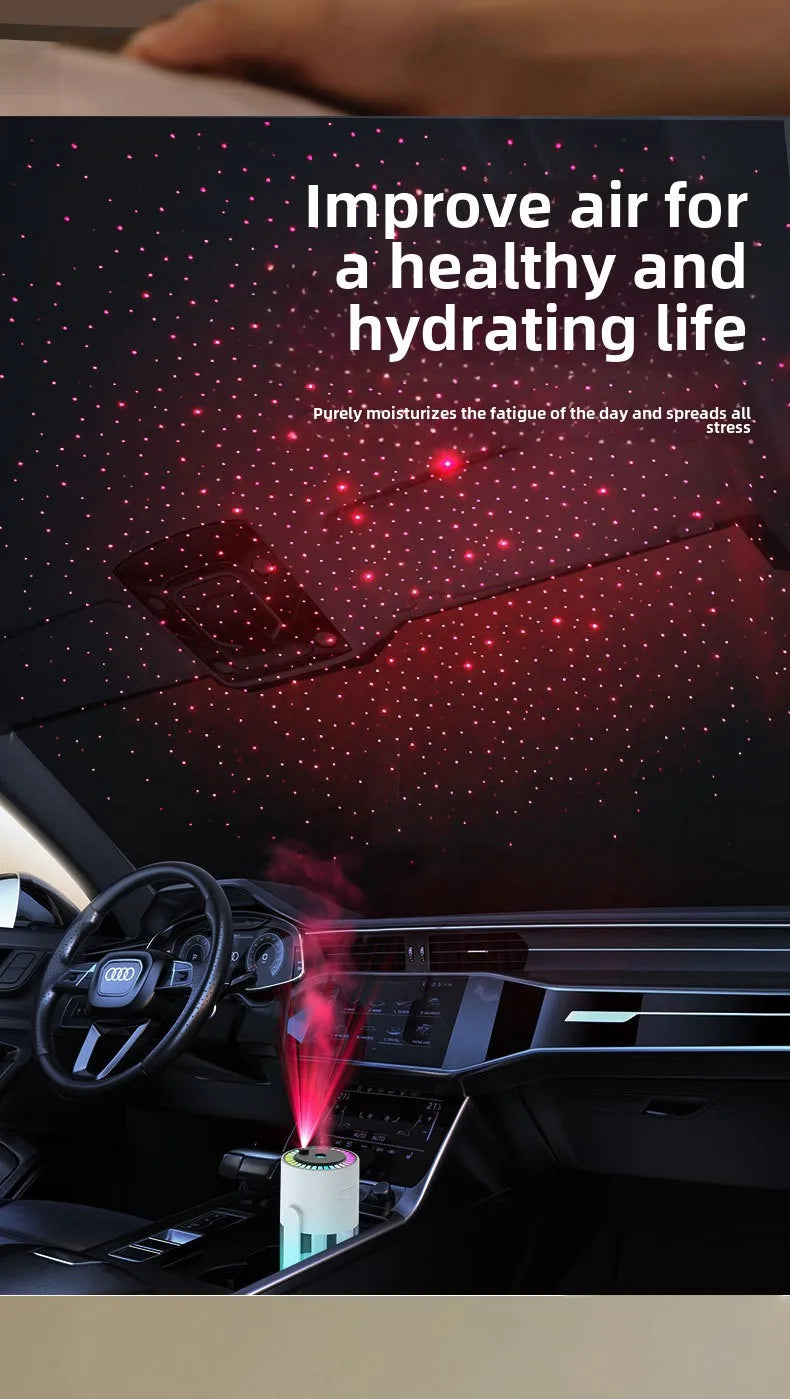 Dispositif de Projection d'étoiles, humidificateur d'air ultrasonique USB pour voiture, nébuliseur hydratant domestique