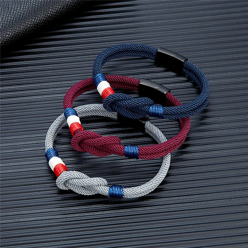 Bracelet en corde à nœud carré en acier inoxydable
