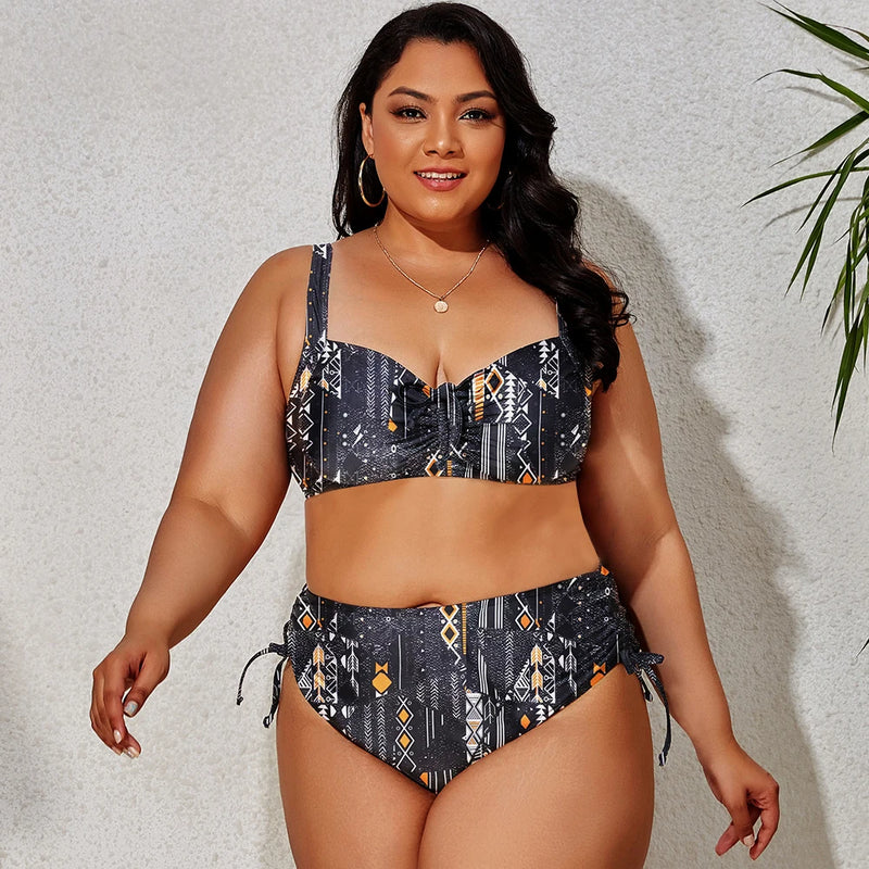 Maillot de bain deux pièces pour femmes, grande taille, soutien-gorge Push Up, culotte taille haute, grandes tailles, vêtements de plage, modèle nouveau 2023