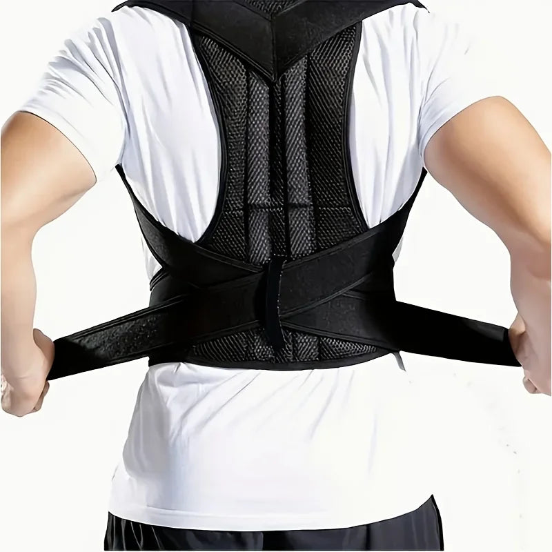 Correcteur de Posture pour adultes, attelle de soutien Invisible pour le dos, Fiber de Polyester noire, lisseur supérieur réglable pour le dos, 1 pièce