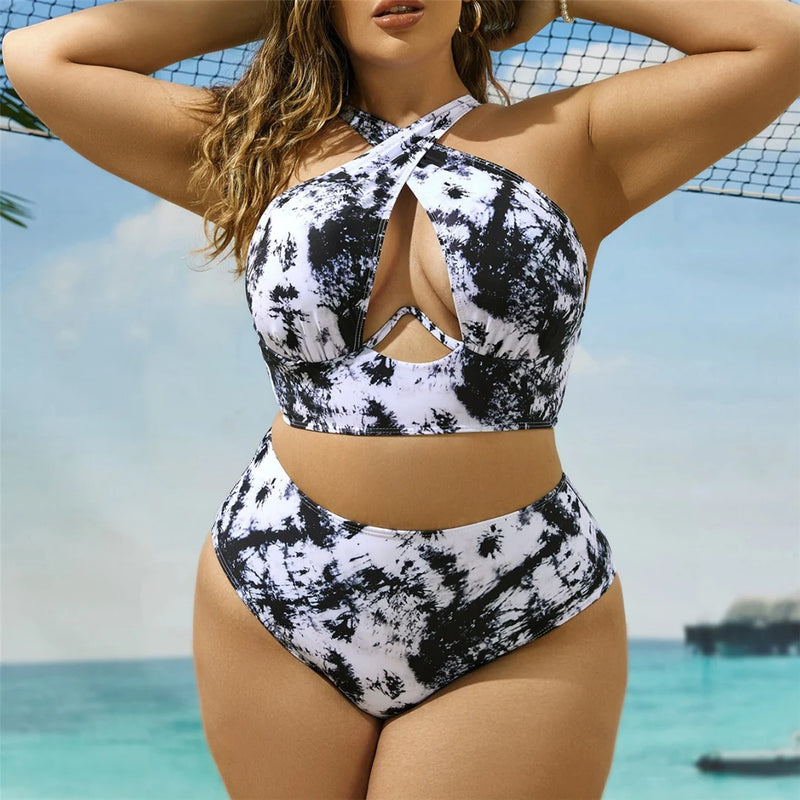 Bikini imprimé grande taille pour femme, maillot de bain grande taille, ensemble deux pièces, baigneur, baigneur trempé, nouveau, 0XL-4XL, V5630