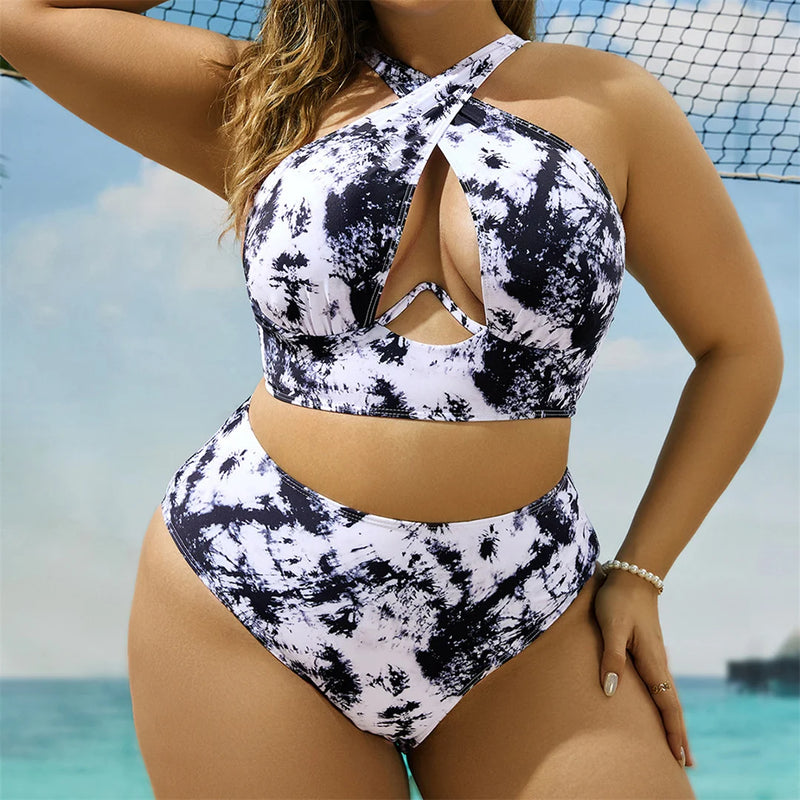 Bikini imprimé grande taille pour femme, maillot de bain grande taille, ensemble deux pièces, baigneur, baigneur trempé, nouveau, 0XL-4XL, V5630