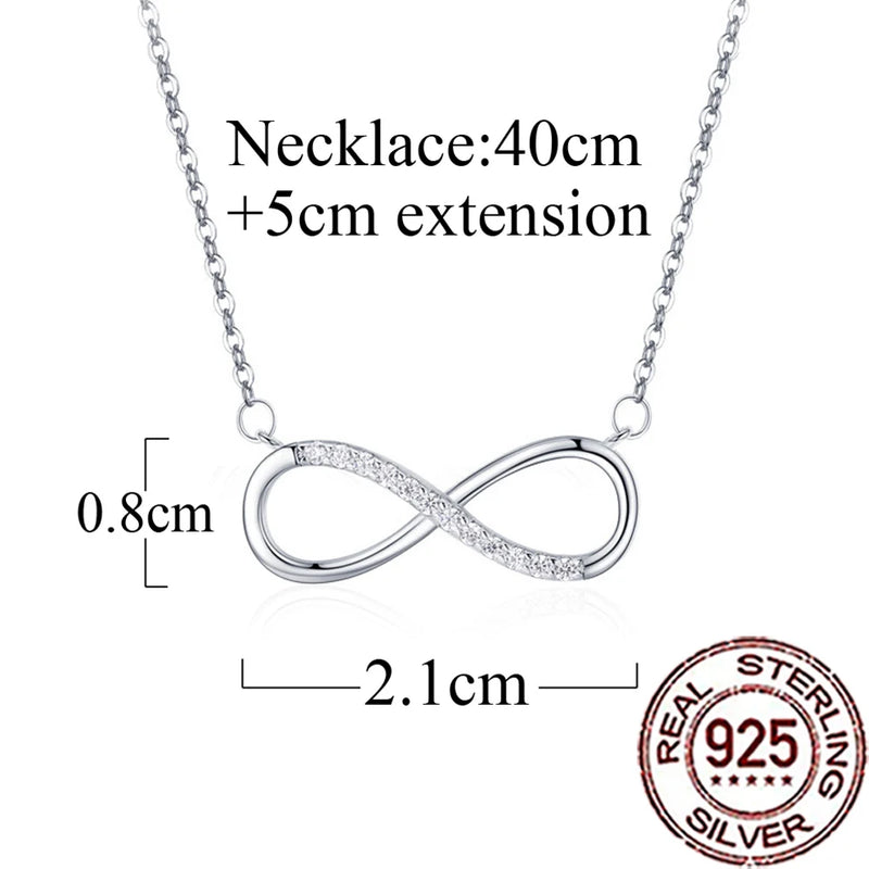 QooLady 925 argent Sterling exquis CZ cristal infinit