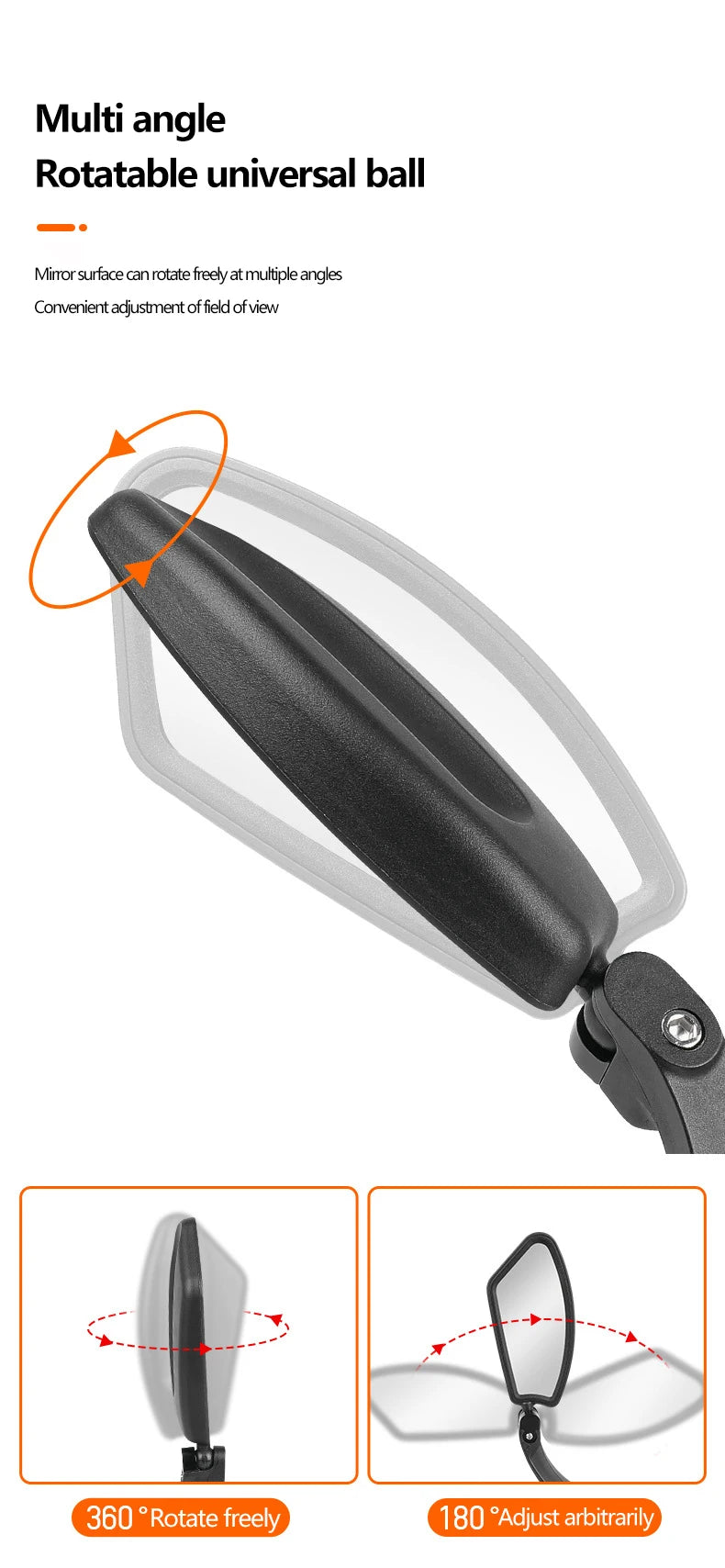 Rétroviseur de vélo HD en acier inoxydable