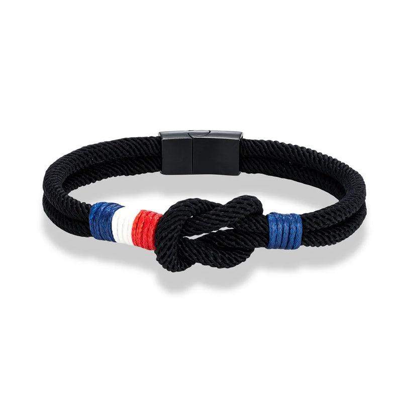 Bracelet en corde à nœud carré en acier inoxydable